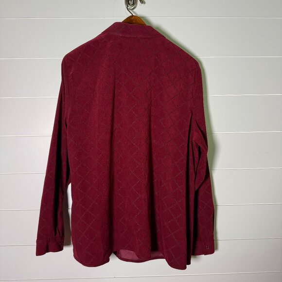 Talbots Long Sleeve Button Up Stretch Burgandy Faux Suede -Horse Bits in Design - Picture 4 of 7